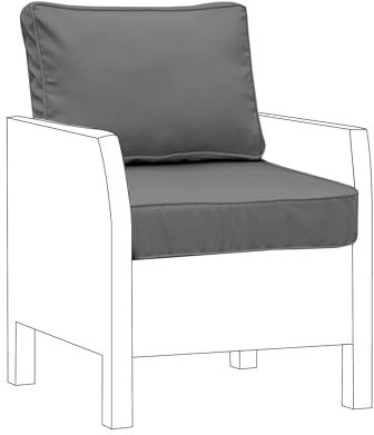 Outdoor Garden Rattan seat cushions Water Resistant Pad for Keter Allibert California Furniture Patio Chair Cushion Padding (2 Pc Grey Armchair)