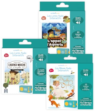 Lunii – Pack 3 Livres Audio interactifs pour Enfant dès 5 Ans – À écouter sur la conteuse Interactive Ma Fabrique à Histoires – L’Agence Mouche à Versailles, L’Appel d’Aquaria, Les Malheurs de Sophie