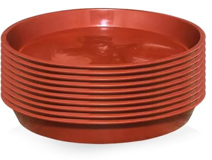 TYGFRT 10-Piece Plant Tray Set, Mini Terracotta Pot, Gardening Container, Flower Pot Base (Red)