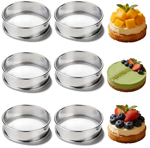 GIONAR 6Pcs 10mm Crumpet Rings, Crumpet Rings Non Stick, Mould for Baking | Cooking Rings 304 Stainless Steel, Muffin Rings, Tart Mould, small Metal Rings for Cooking Baking