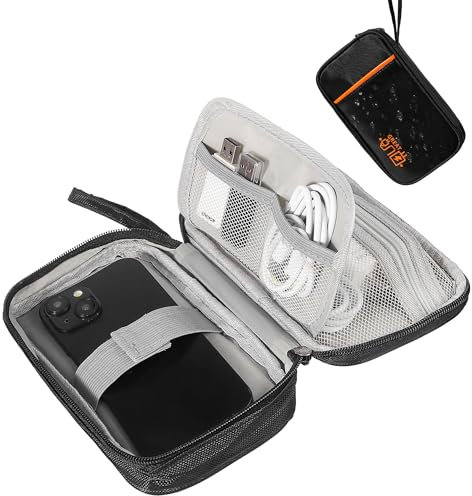 BASVII Kabeltasche Organizer, Kabel Organizer Tasche Mehrschichtiges Design, Lagerung Kabel, Ladegeräte, Powerbank und USB, Kabel Tasche mit Griff, Leicht zu Tragen (Schwarz)