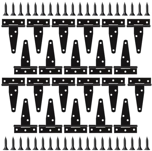 MEIDIV 22 Pack 3 Inch T Hinge, Shed Door Hinges, Garden Gate Hinges, T Strap Tee Hinge Black Outdoor for Wooden Shed Gates Barn Windows Wooden Fences