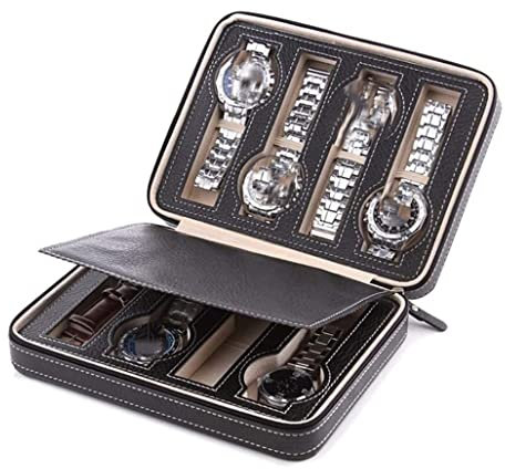 QTYQWC Uhrengehäuse, Uhrenrolle, Uhrenbeweger, tragbar, PU-Leder, 2/4/8 Slot, Uhrenbox, Vitrine, Aufbewahrung, Uhren-Organizer, Halter, Uhrenbox, Uhren-Organizer