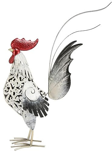 Luocute Huhn-Dekor, 15,6 X 19,7 X 4,6 Zoll, Eisen-Gartenskulpturen, Statuen, Hahn-Dekor, Extra Große Outdoor-Skulpturen, Metall-Hofdekoration, Ornamente, Outdoor-Skulptur, Hahn-Ornament
