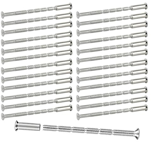 M3 Door Handle Fixing Screws with Connecting Sleeves - 40 Pcs Through Bolt Fixings for Cabinets and Drawers - Male to Female