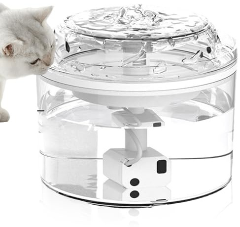 Fontaine à eau automatique GOMETY pour chat - 1,8 L - Distributeur d'eau pour chat et chien - Pompe à eau silencieuse - Blanc