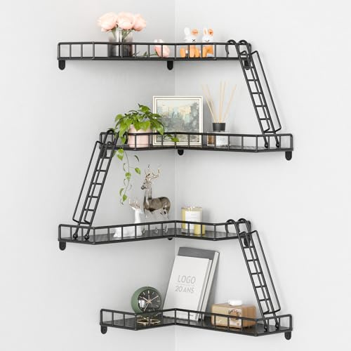 Big Lighting Deals: Fire Escape Wandregal, Metallfiguren-Ausstellungsregal, 7 Etagen, einzigartige schwebende Regale für Badezimmer und Wohnzimmer