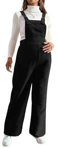 Womens Maternity Corduroy Overalls Elastic Waistband Baggy Wide Leg Pregnant Jumpsuits Adjustable Straps Rompers