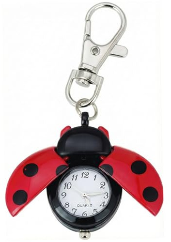 Rachlicy Llavero de mariquita Reloj de mariquita vintage Colgante Llavero de colgante con hebilla de llave para niños