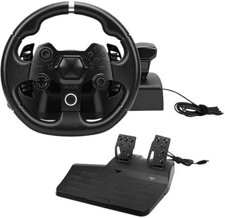 Plyisty Gaming-Lenkrad-Set, 11 Zoll, Driving Force-Rennrad und Bodenpedale, G-Klemme, Unterstützung für Android-PC-Spielekonsole