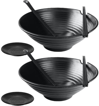 Grandes Tazones Para Sopa,Grandes Tazones Mate Japoneses con Platos para Salsa - Japonés para Fideos con Posavasos,Para Comida Asiática Wonton Dumplings Pho Ensalada Pasta Casa Ristoran