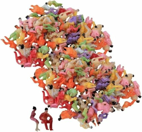 BayThral 200 Stück Modell-Figuren, 1:100 Verschieden Posen Bemalte Modell Figuren, Architektur Plastik Menschen Figuren Winzige Menschen Sitzen und Stehen