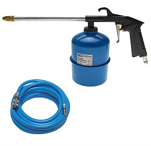 BGS Druckluft-Sprühpistole 100 ccm Reinigungspistole Farbspritzpistole Spritzpistole Sprühpistole Farbsprühpistole + Druckluftschlauch Kompressor Luftschlauch Pressluftschlauch 10 Meter lang 6 mm Inne