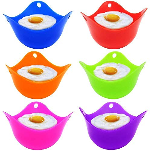 Guyin Ei Pochieren Cups - 6 Stück Silikon Set für Pochierte Eier, Premium Dicke Poachers in 6 Hellen Farben