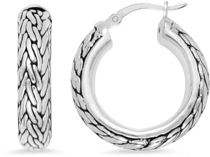 LeCalla Sterling Silber Schmuck antike byzantinisch inspirierte Creolen mit Klickverschluss für Damen