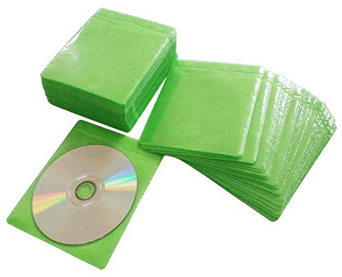 HAPLIVES Manicotti per CD/DVD/BluRay, in plastica a doppia faccia per raccoglitori CD e DVD, confezione da 100 (verde)