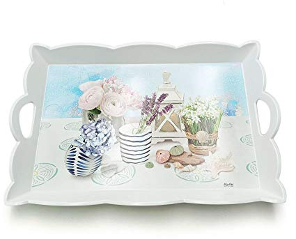 MCM service VASSOIO PROVENCE Rettangolare 40X26X5 ROMANTIC COASTAL IN MELAMINA CON MANICI MADE IN ITALY
