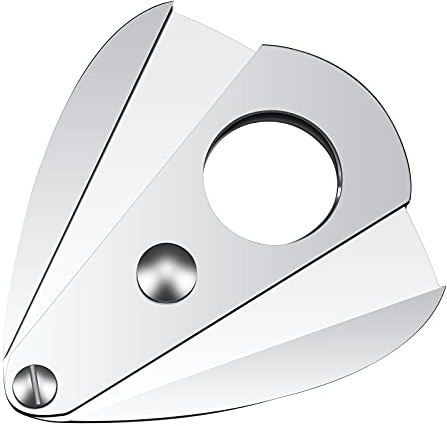Tagliasigari, a forma di goccia in acciaio inox, doppio taglierino, adatto a tutte le misure fino a 57 gauge