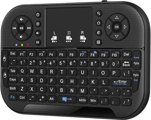 Mini Wireless Keyboard with Touchpad, 2.4Ghz and Bluetooth Remote Control Keyboard with Rechargeable Battery, Small Handheld Keyboard Compatible with Android TV Box, Smart TV, PC, Laptop, Windows