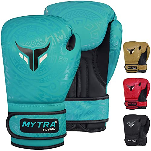 Mytra Fusion Guantes de boxeo para niños para entrenamiento, kickboxing, saco de boxeo, muay thai, MMA, peleas y peleas, perfectos para niños y niñas (Turquoise, 4-oz)