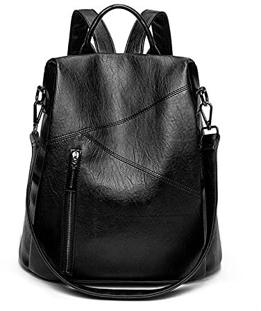 PORRASSO Damen Rucksack Anti Diebstahl Schultertasche Frauen Mode Daypack Wasserdichte PU Leder Umhängetasche Schule Arbeit Reise Rucksäcke