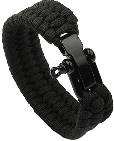 Onsinic Amigable Trilobite Swede Trilobite Extra Beefy 220kg Paracord Supervival Pulsera con Acero Inoxidable Black Bow Shackle, Disponible En 3 Tamaños Ajustables