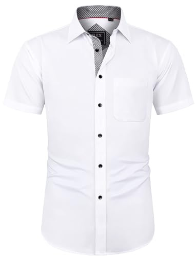J.VER Herren Hemd Kurzarm Freizeithemd mit Tasche Regular fit Businesshemd Bügelleichte Oberteile Männer Modern