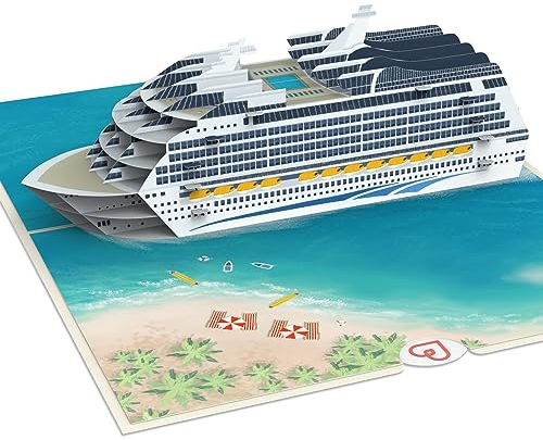 papercrush® Pop Up Karte Kreuzfahrtschiff - 3D Geburtstagskarte, Gutschein für Kreuzfahrt, Geldgeschenk für Schiffsreise & Flitterwochen, Reisegutschein mit Schiff, Besonderes Geschenk für Kreuzfahrer