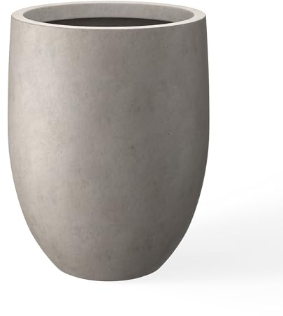 Kante 21.7 H Weathered Concrete Tall Planter, Large Outdoor Indoor Decorative Pot with Drainage Hole and Rubber Plug, Modern Round Style for Home and Garden