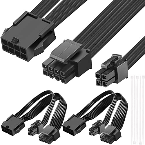 Xiatiaosann EPS12V CPU 8 Pin Buchse zu ATX CPU 8 Pin und 4 Pin Stecker Netzteil Verlängerungskabel für Motherboard kompatibel mit 8 Pin + 4 Pin AXT / 8 Pin AXT / 4 Pin ATX, 7,9 Zoll/20cm