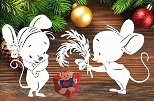 Stanzformen zur Kartengestaltung, Feder, Tier, Maus, für Weihnachten, Hochzeit, Liebe, Schablonen für DIY Scrapbooking, Fotoalbum, dekorative Prägepapier-Stanzschablonen zur Kartengestaltung, 2 Stück