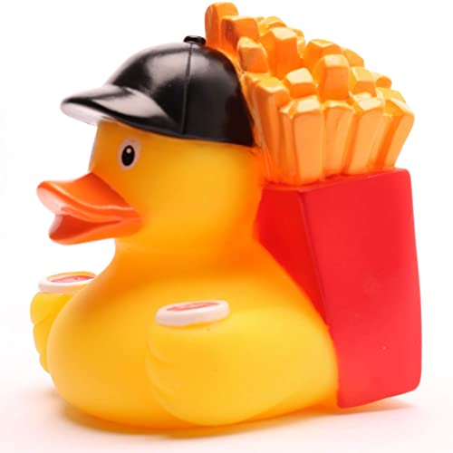 Pato de baño Fastfood I Patito chirrido I L: 8,5 cm I Incluye llavero de pato de baño en el set