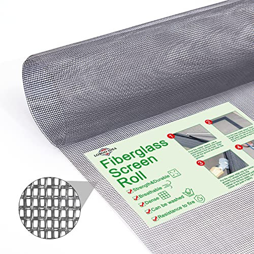 Loboo Idea Fiberglas-Fensterschutzgitter, Ersatz-Rolle (99 cm x 5 m, Rolle mit Bildschirm), Grau