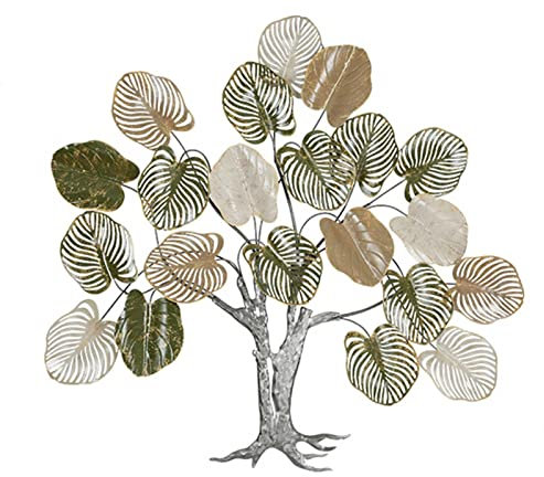 KLZUOPT Money Tree Wall Art, Multi Colored Leaf Wall Sculpture, Tree of Life Hanging Decor, Wrought Iron Rich Tree Stereo Wall Decoration for Outdoor Indoor Home, Vatican Tree