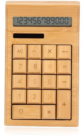 Bambus-Tischrechner, Solarbatterie-Rechner Dual Power Desktop-Business-Rechner, 12-stelliger LCD-Display-Großzahl-Elektronik-Rechner für Finanzbüro-Geschenke