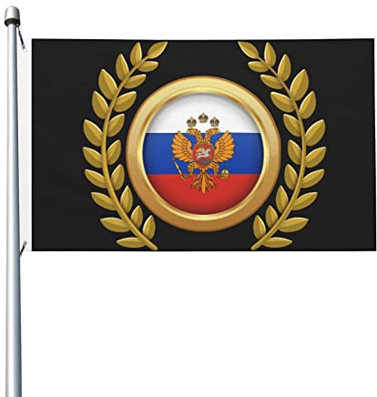 Bandera rusa de disco dorado para exteriores, bandera decorativa de 3 x 5 pies, banderas patrióticas de doble cara, banderas recargadas, resistente al sol, resistente a la lluvia, patios, granjas, jar