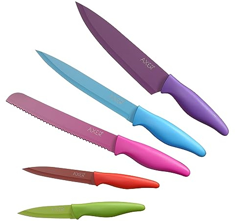 Axer Set de Couteaux de Cuisine Professionnels 5 Pièces – Colorés