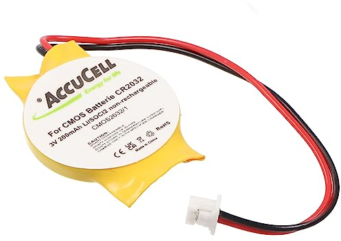 CMOS Batterie CR2032 mit Stecker, Backup Lithium Batterie, Stecker 3x2,6mm, Molex-51021-2P-100 Stecker, Kabellänge 90mm