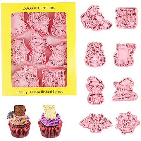 Sternstunde Formine Biscotti Halloween, Stampi Per Biscotti In Plastica Da 8 Pezzi, Formine Per Biscotti 3d, Stampi Per Biscotti Divertenti, Per Decorare Dolci, Torta,Pasticceria Per Halloween