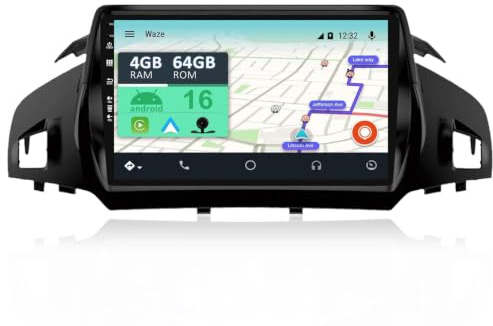 YUNTX [2+64G] Android 16 Autoradio mit Navi für Ford Kuga Escape C-max(2013-2017)-9 Zoll Touchscreen-mit Kamera-DAB/GPS/Lenkradsteuerung/MirrorLink/Bluetooth 5.0/WiFi/USB/4G/CarPlay