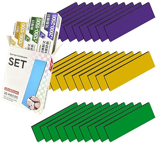 stedi Schleifschwamm für Modell Gundam Building, Hobby-Modellwerkzeuge, Handschleifblock, wasserdicht, nass und trocken, wiederverwendbar, Körnung 1000 bis 2500, 30 Blatt