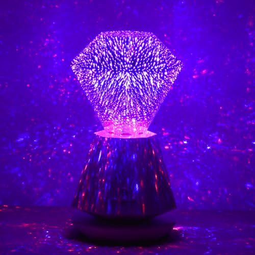 MANSUON 3D Diamond Laser Light, Dimmable Firework Bedside Lamp, with LED Night Light, Built in Speaker, Atmosphere Table Lamp for Living Room Decor, Valentine's Day and Birthday Gifts