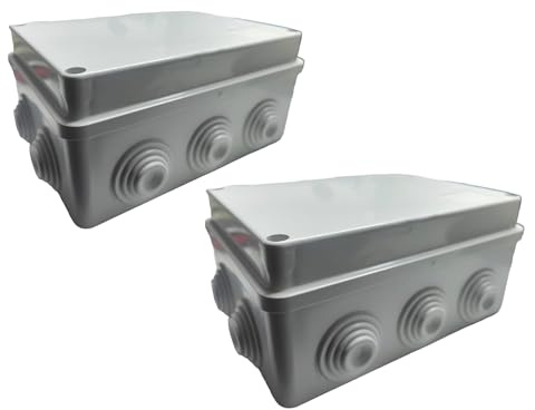 2 pezzi Scatole di Derivazione Esterna IP55 Impermeabili, Cassetta Derivazione Esterna da Parete,Scatola Derivazione Stagna in ABS per Cavi Interni ed Esterni (2 pezzi 150x110x75 mm)