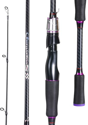 Sougayilang Angelrute, 24 Tonnen, Carbon- und Glasfaser-Verbundstoff, Spinn- und Wurfrute, 2 Stück, für Barsch, Forelle, Crappie, Reisen, Angeln, 1,8 m, Violett