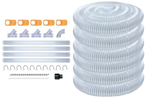 POWERTEC 70304 2-1/2' Dust Collection Fittings Network w/Reducer, Blast Gates, Pipes & 50' PVC Dust Collection Hose
