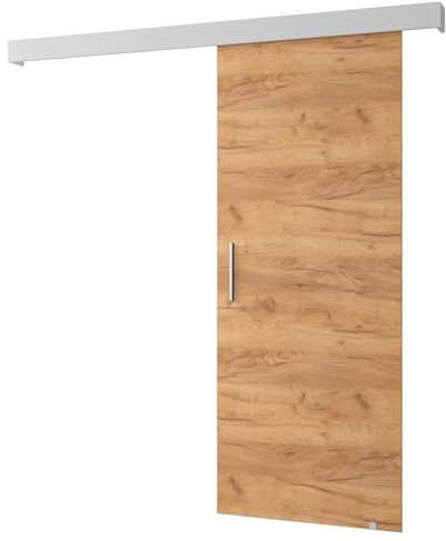 MEBLE KRYSPOL Salwador 1 Schiebetürsystem mit Schienenabdeckung - Innenwand-Schiebetüren - Eingelassene Dachbodentüren - Solide Konstruktion - 80x204 cm - Handwerk Gold Weiß Silber