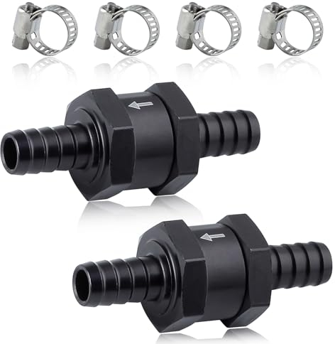 SPEEDWOX 6Pcs de carburant de ligne de carburant 10mm 3/8 anti-retour de l’eau clapet en alliage d’aluminium pour l’eau essence