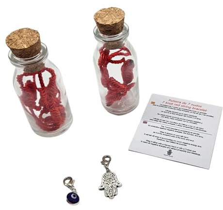 MYSTIC JEWELS - Pulsera de Cuerda Roja con 7 Chakras, Amuleto de Protección y Buena Suerte, Ajustable, Hecha a Mano, para Mujeres y Hombres, Símbolo de Amistad