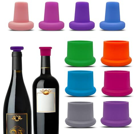 10 tappi per vino in silicone, riutilizzabili, tappi per bottiglie di vino, tappi per bottiglie di vino, tappi a corona, tappi di vetro, bevande, champagne e vino, per diametro interno di 1,8-2,2 cm