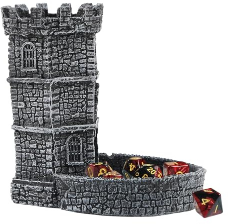 diceevil Torre de dados de castillo con bandeja, torre rodante de dados DND y bandeja para Dungeons and Dragons para juego de mesa, D&D y RPG, MTG